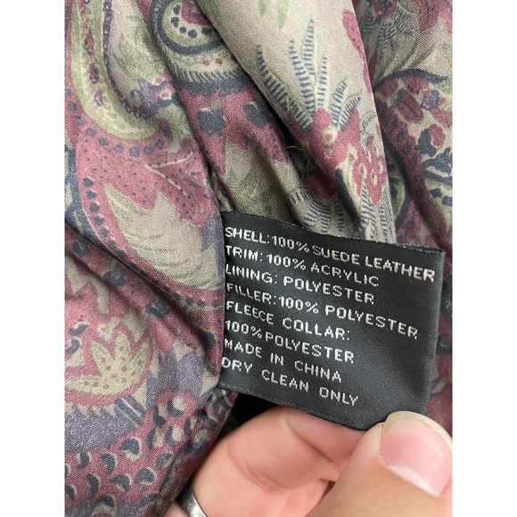 Vintage Suede Sherpa Jacket Coat Southwestern Pattern Mens Size Large WIB - Picture 7 of 11